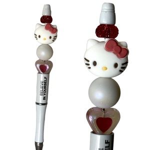 Hello Kitty “Believe in Yourself” White Beaded Silicone Focal Heart White Pen